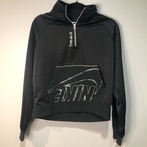 Nike Sportswear Fleece 1/4 Zip Black/Metallic Silver Underside Down Sweatshirt